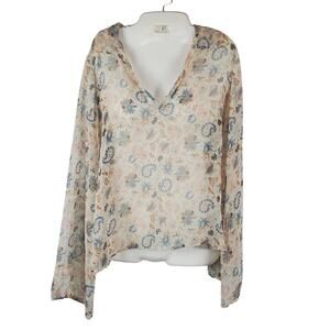 🌿 Xhilaration Floral Sheer Mesh Blouse Whimsigoth S